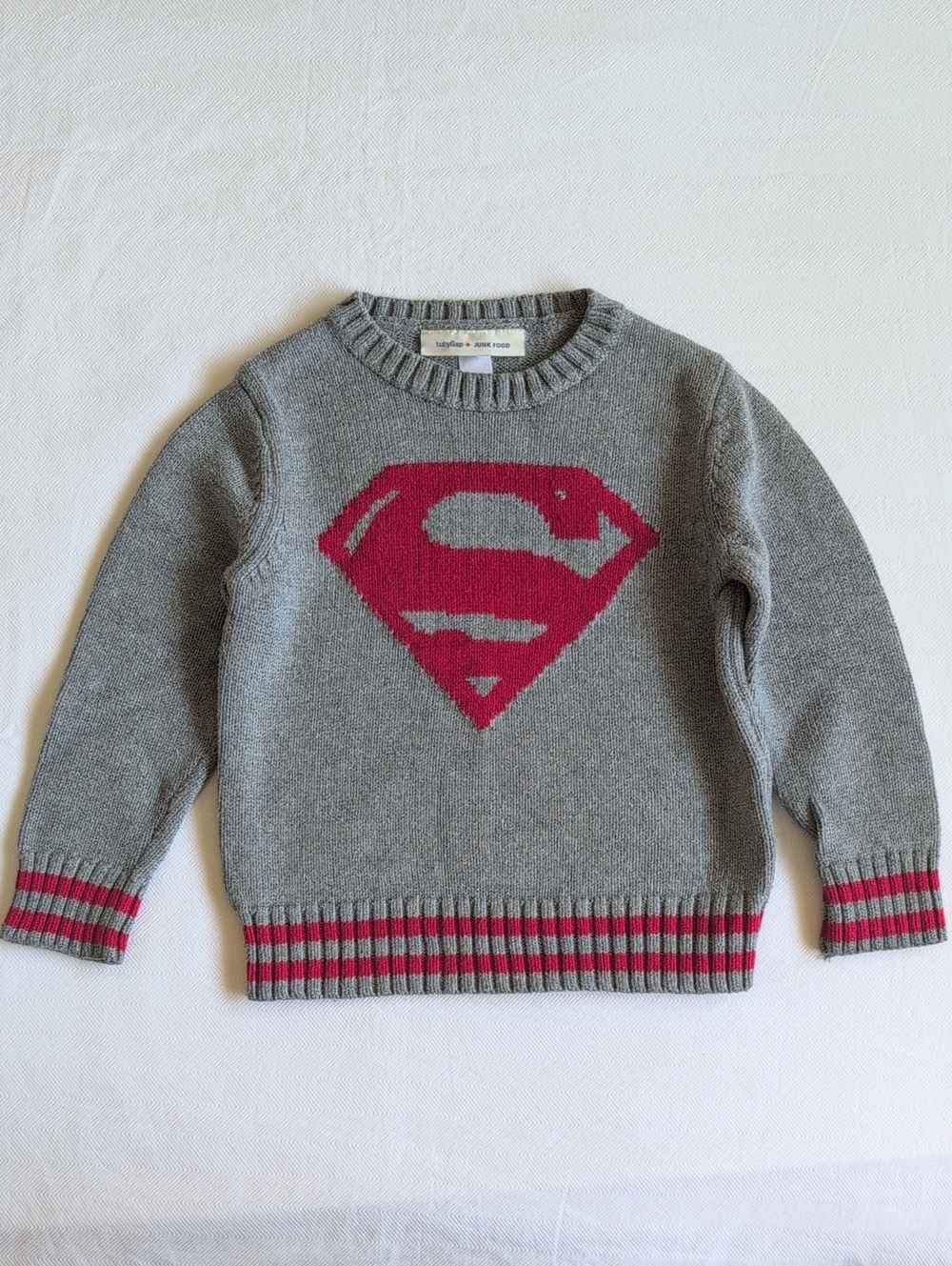 Baby Gap × Junk Food Superman Knit Varsity Sweater 4T Toddler Boys DC Comics